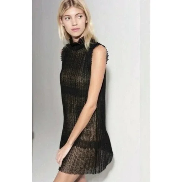 black mini structured dress Milly Women's Liv Belted Pleated Dress - Black main image 0